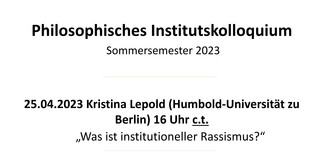 Dies ist das Poster des Philosophischen Kolloquiums